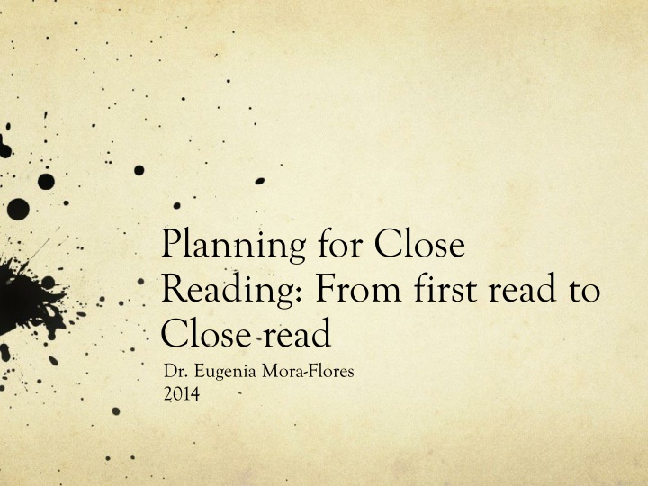 planning for close reading from first read