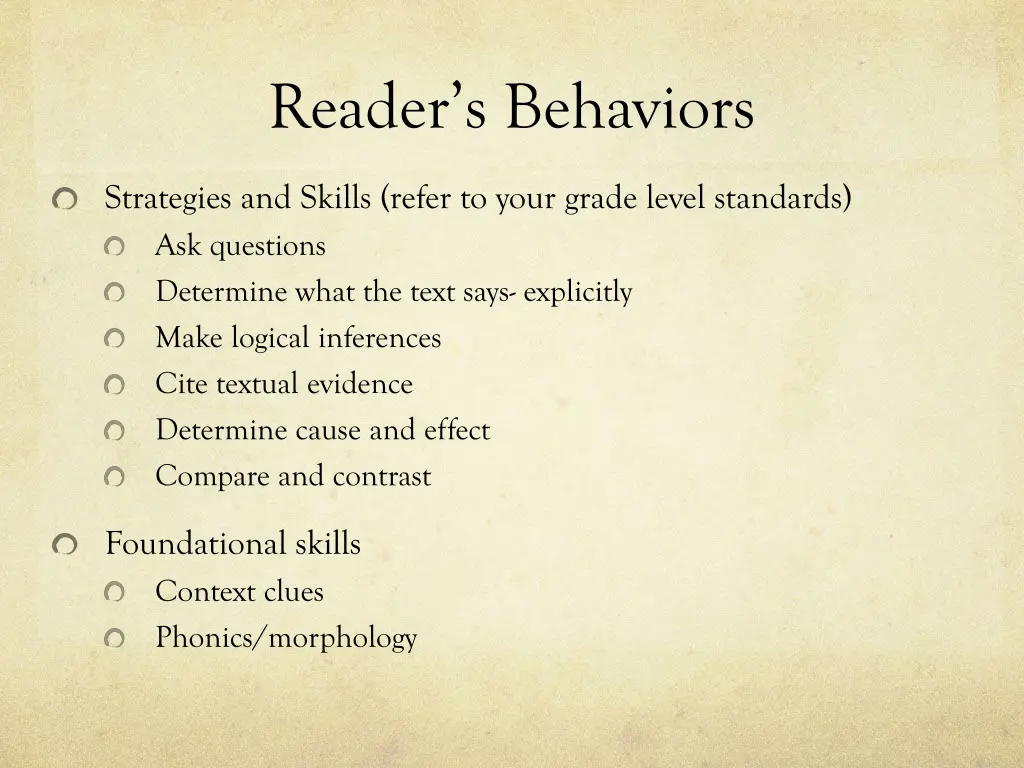 reader s behaviors