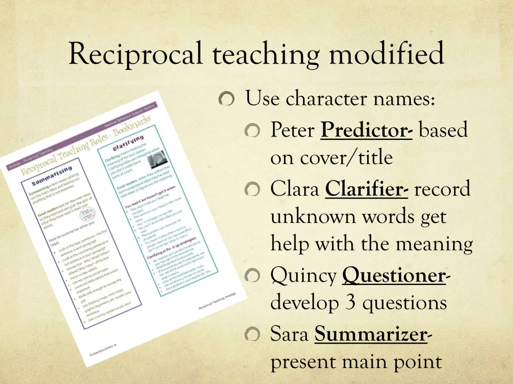 reciprocal teaching modified