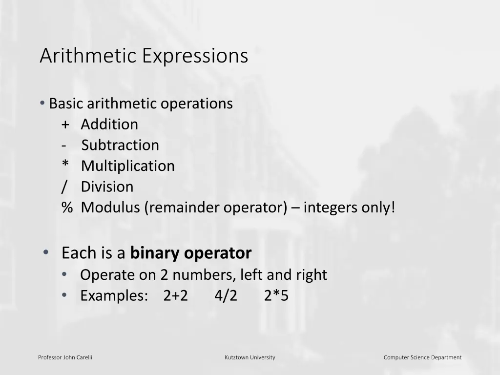 arithmetic expressions