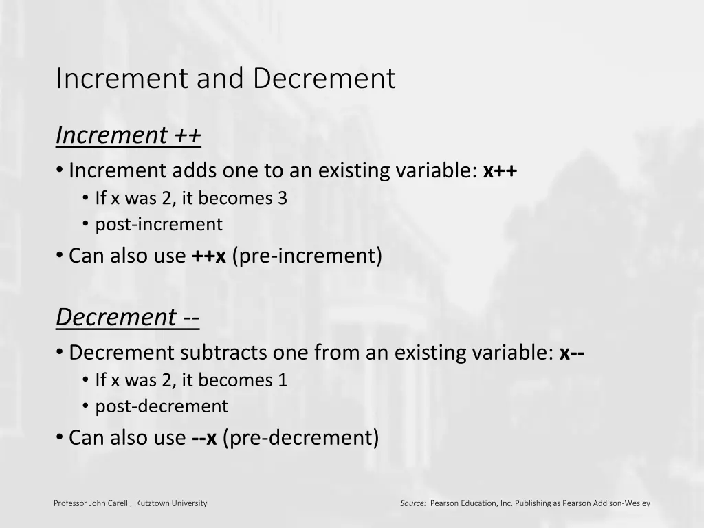 increment and decrement