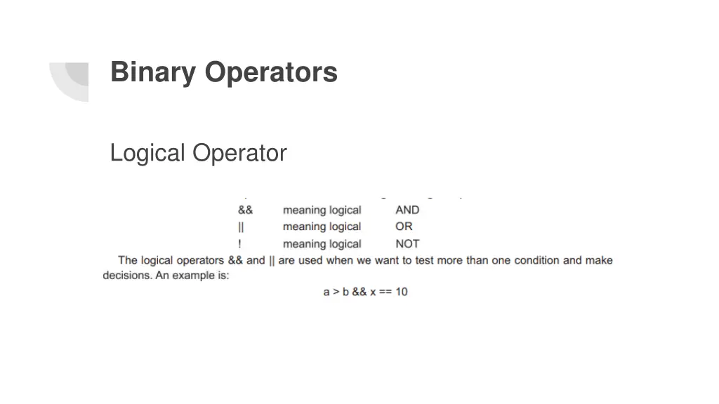 binary operators 2
