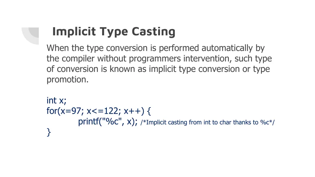implicit type casting when the type conversion