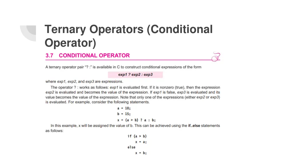 ternary operators conditional operator