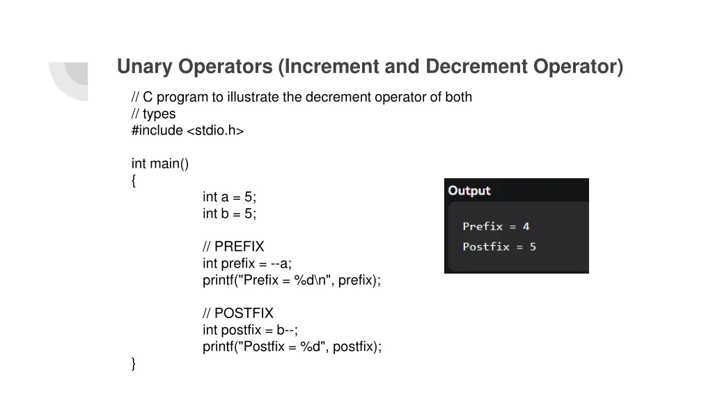 unary operators increment and decrement operator 3