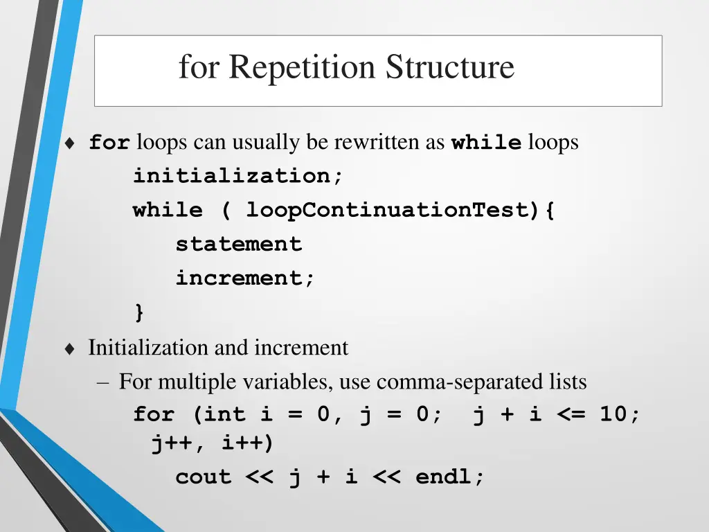 for repetition structure 1