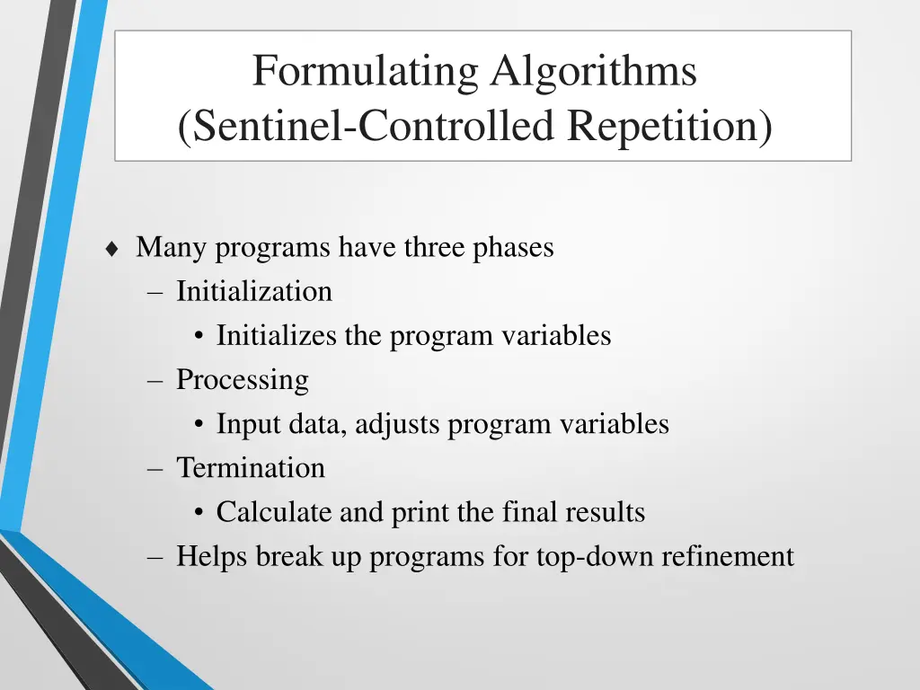 formulating algorithms sentinel controlled 1