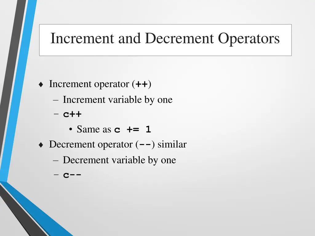 increment and decrement operators 1