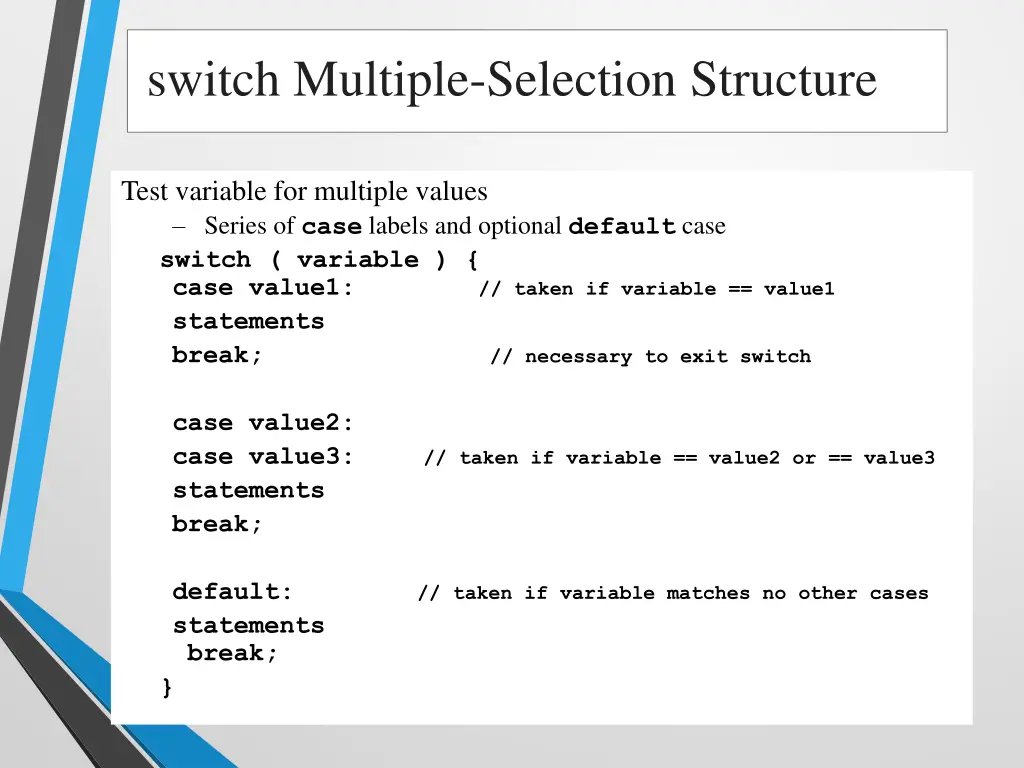 switch multiple selection structure