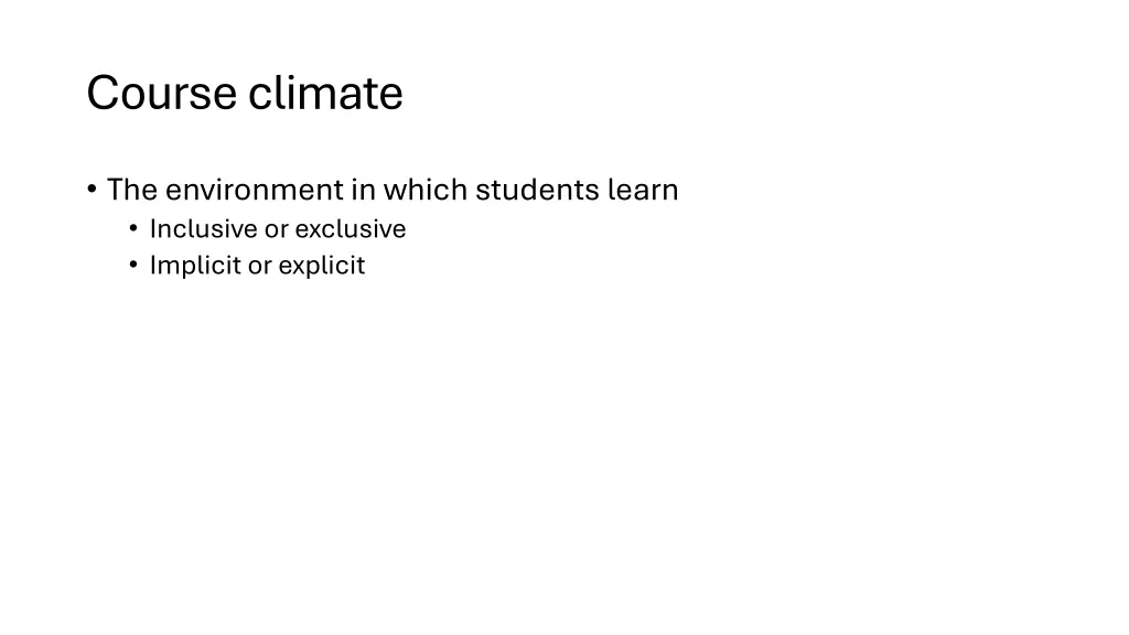course climate