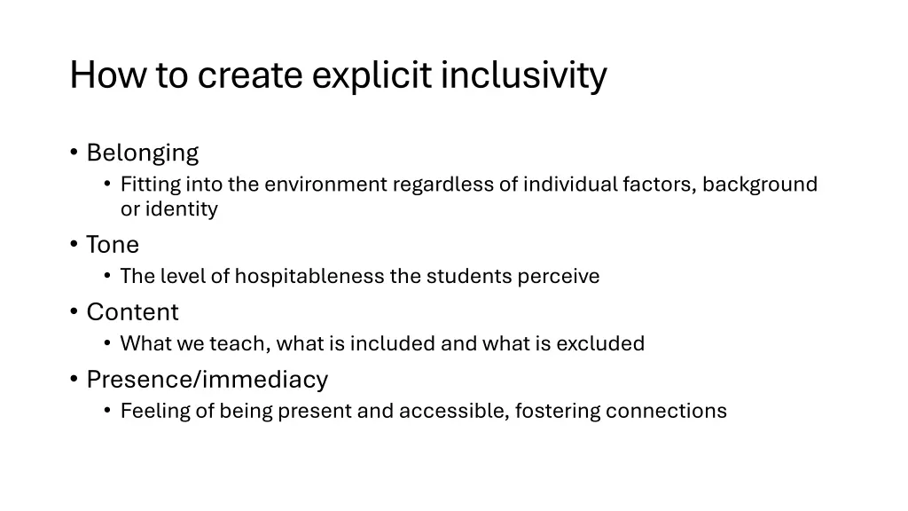 how to create explicit inclusivity