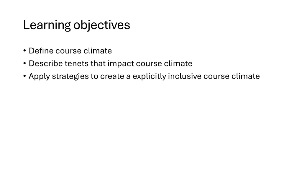 learning objectives