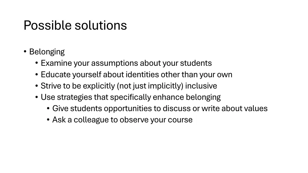 possible solutions