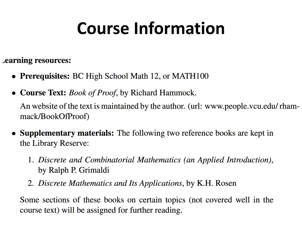 course information 1