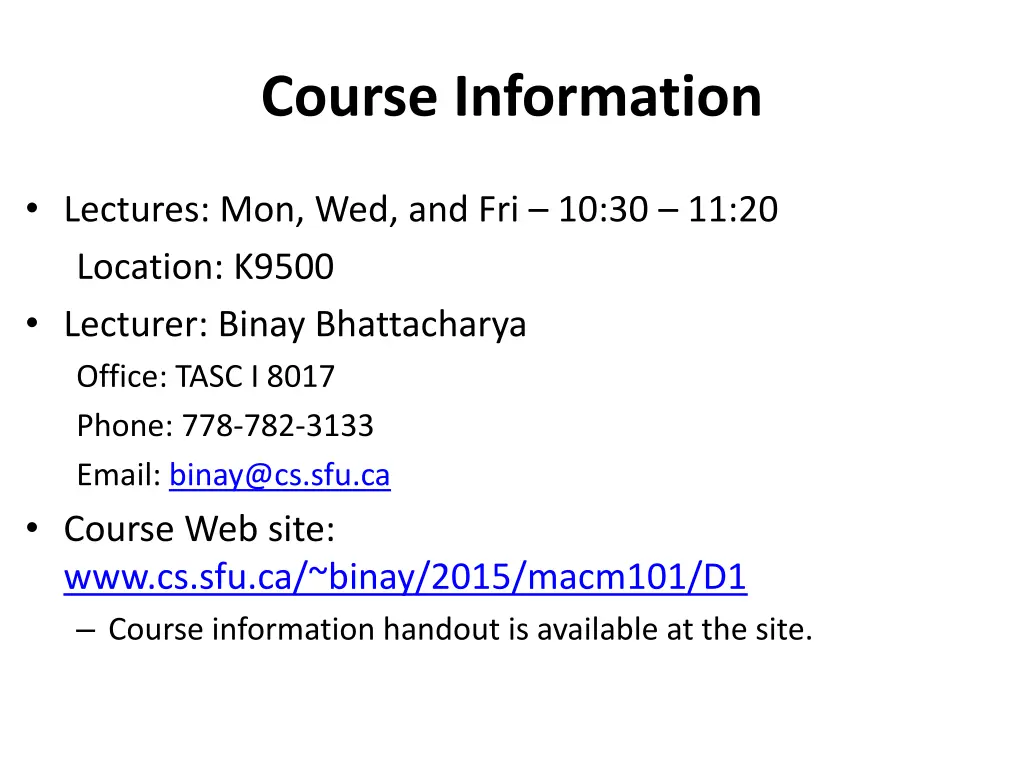 course information