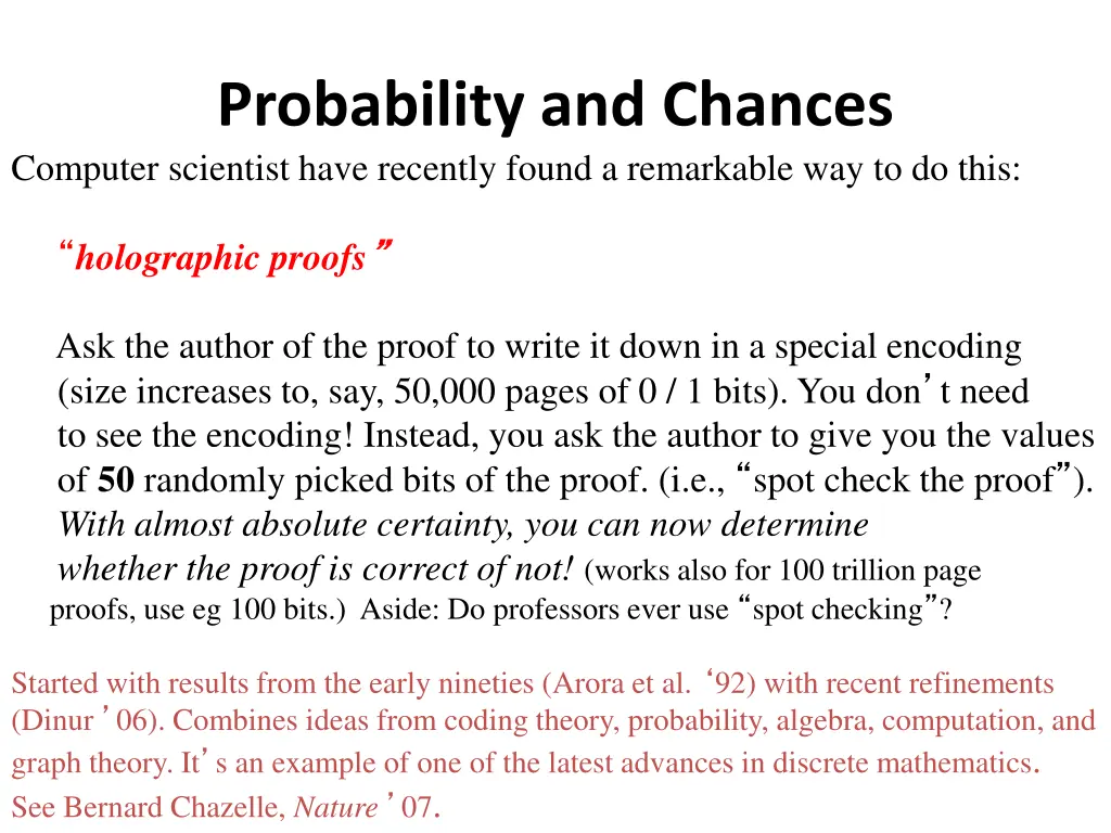 probability and chances computer scientist have