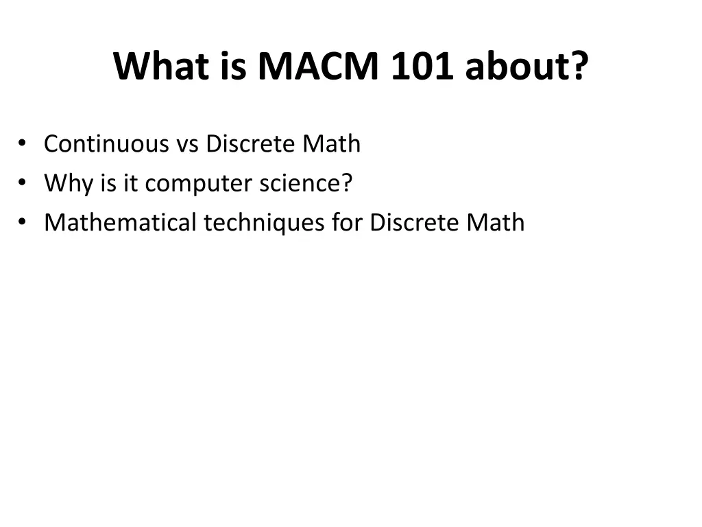 what is macm 101 about