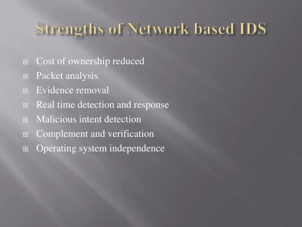 cost of ownership reduced packet analysis