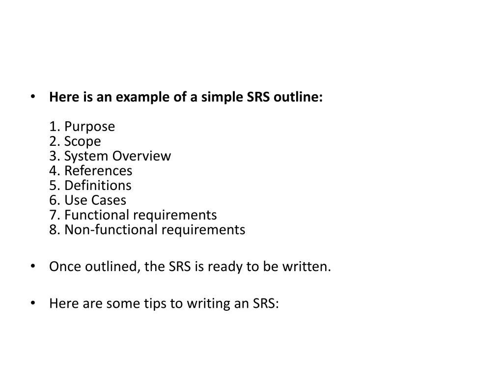 here is an example of a simple srs outline