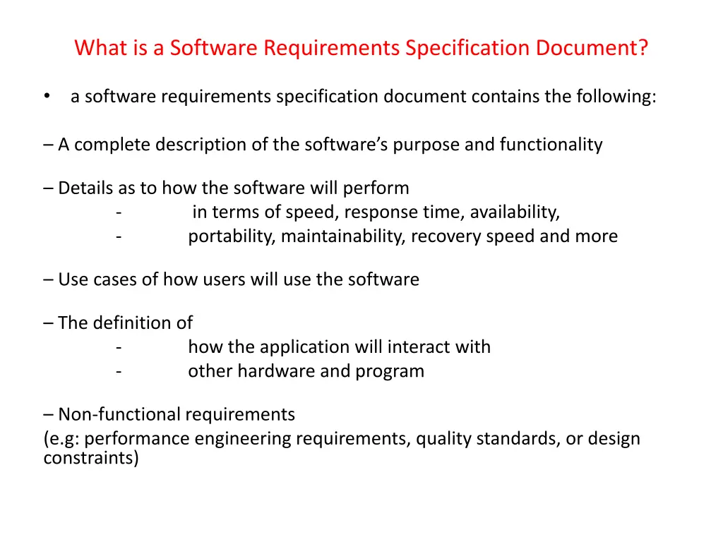 what is a software requirements specification