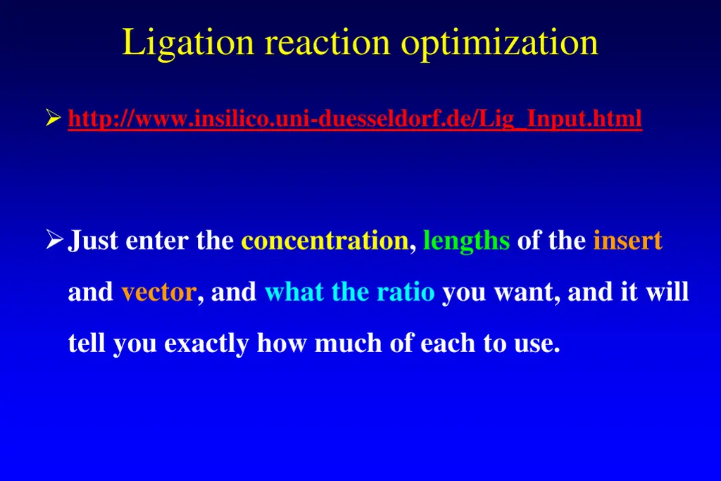 ligation reaction optimization