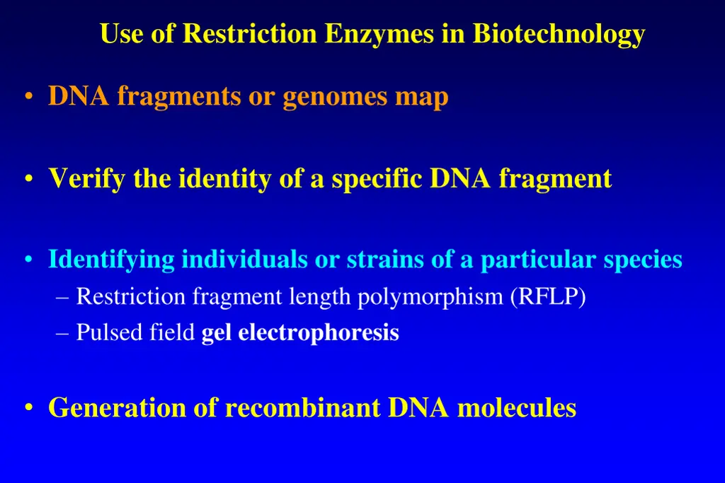 use of restriction enzymes in biotechnology