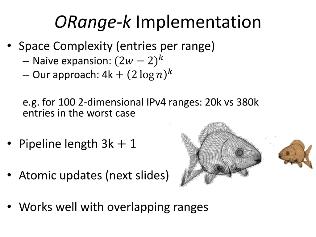 orange k implementation space complexity entries
