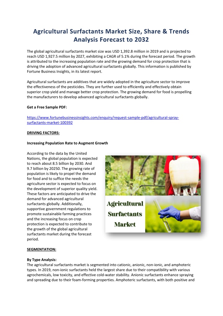 agricultural surfactants market size share trends