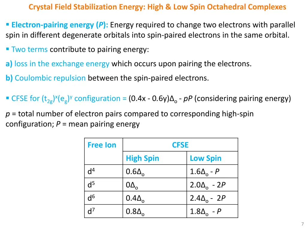 crystal field stabilization energy high low spin 2