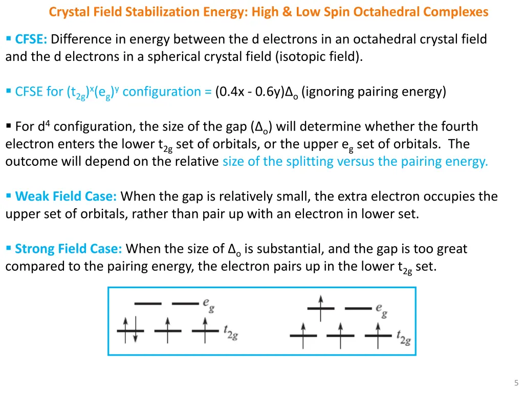 crystal field stabilization energy high low spin