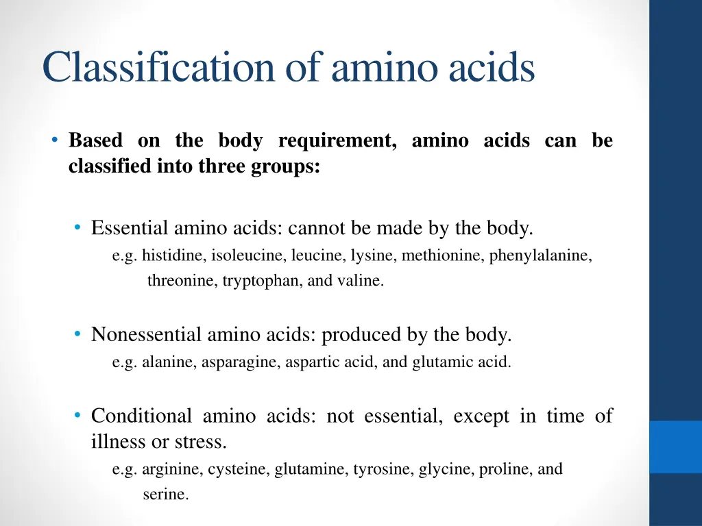 classification of amino acids