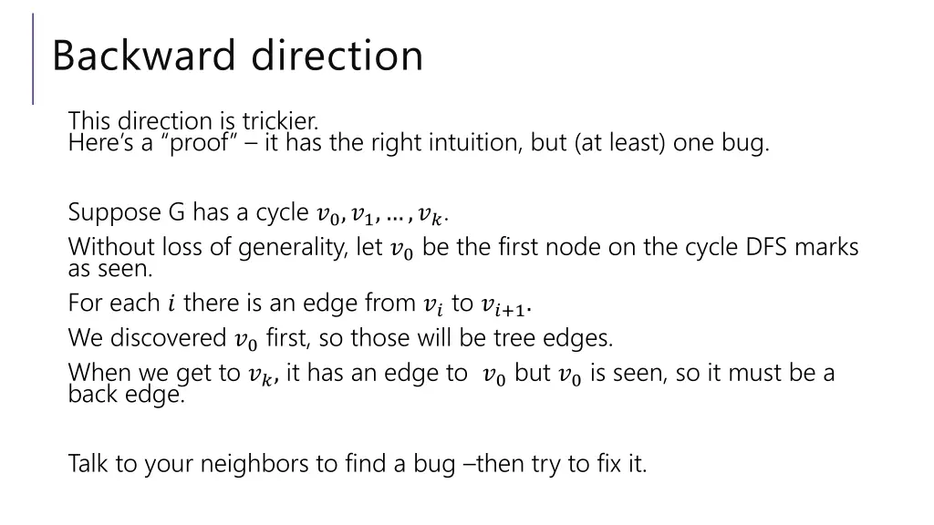 backward direction