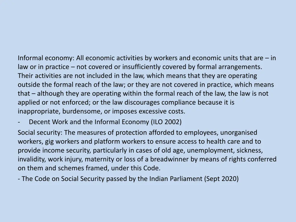 informal economy all economic activities