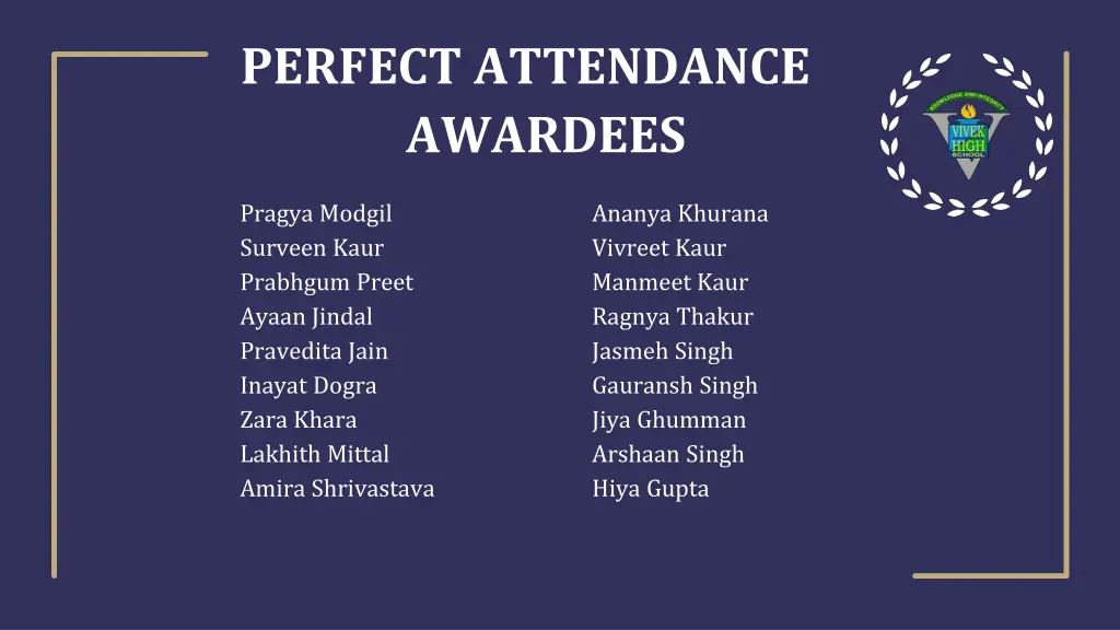 perfect attendance awardees