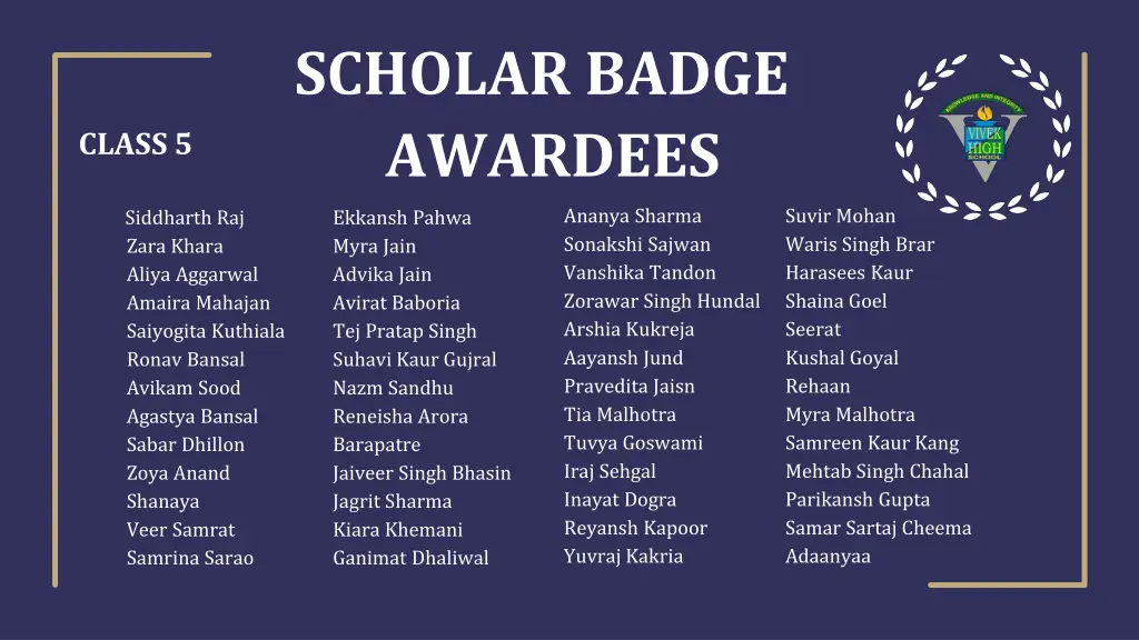scholar badge awardees