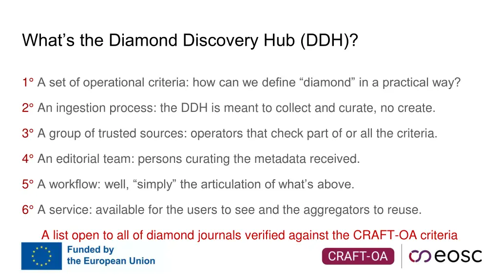 what s the diamond discovery hub ddh