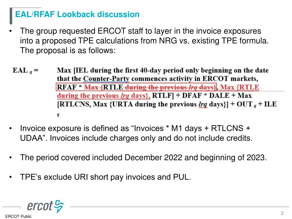 eal rfaf lookback discussion