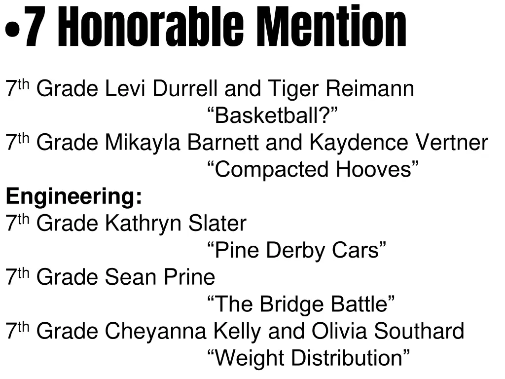7 honorable mention