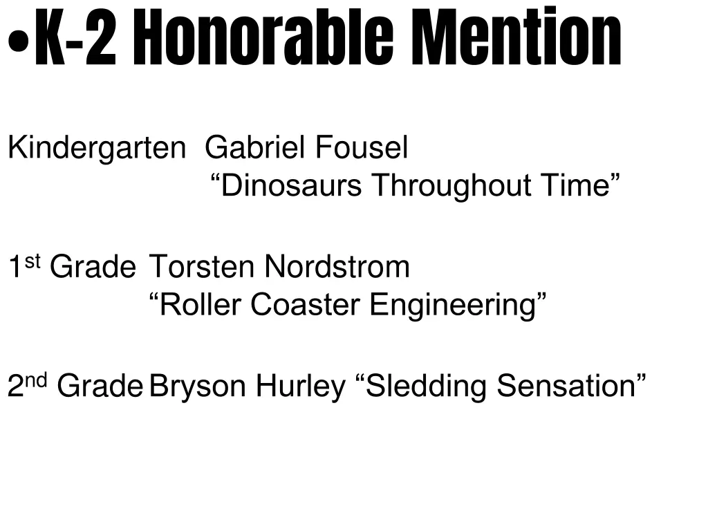 k 2 honorable mention
