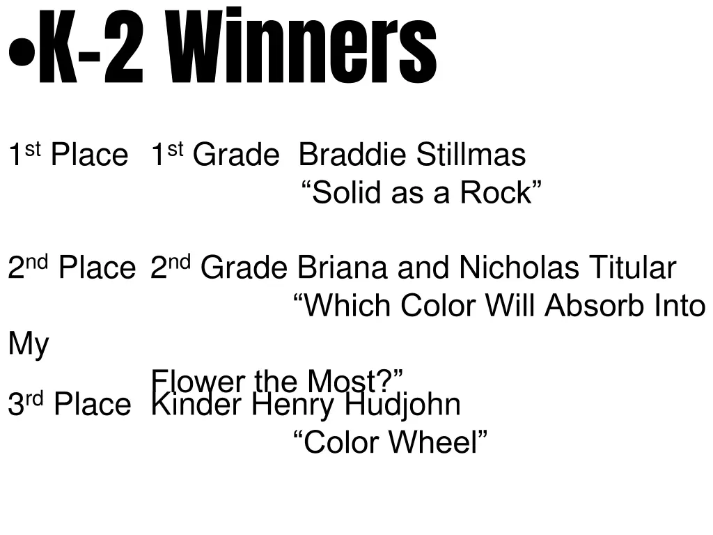 k 2 winners