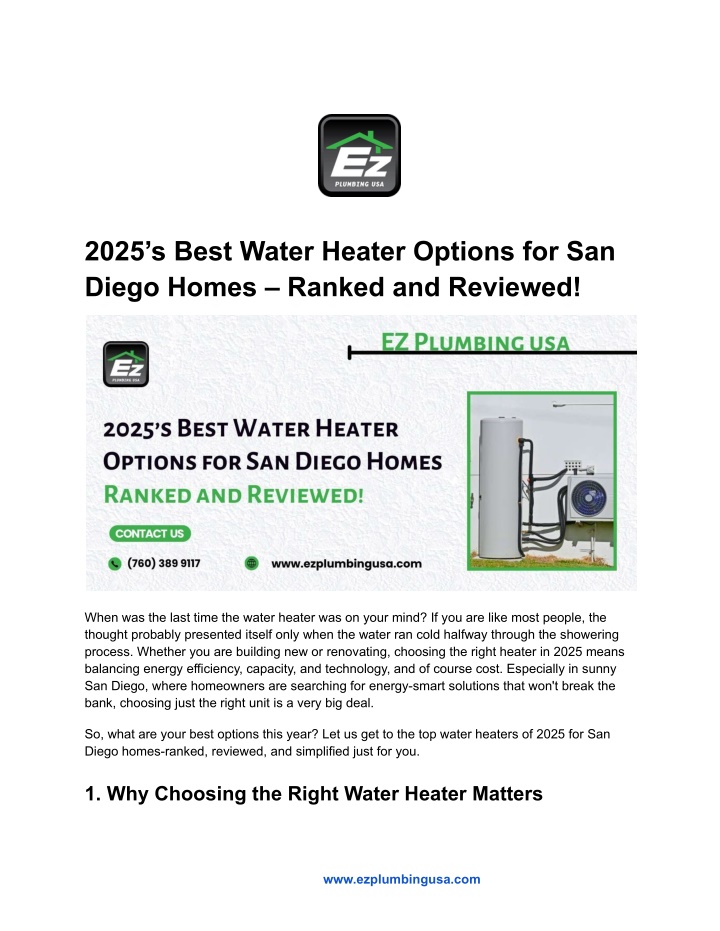 2025 s best water heater options for san diego