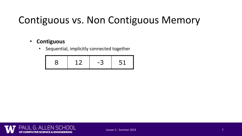 contiguous vs non contiguous memory