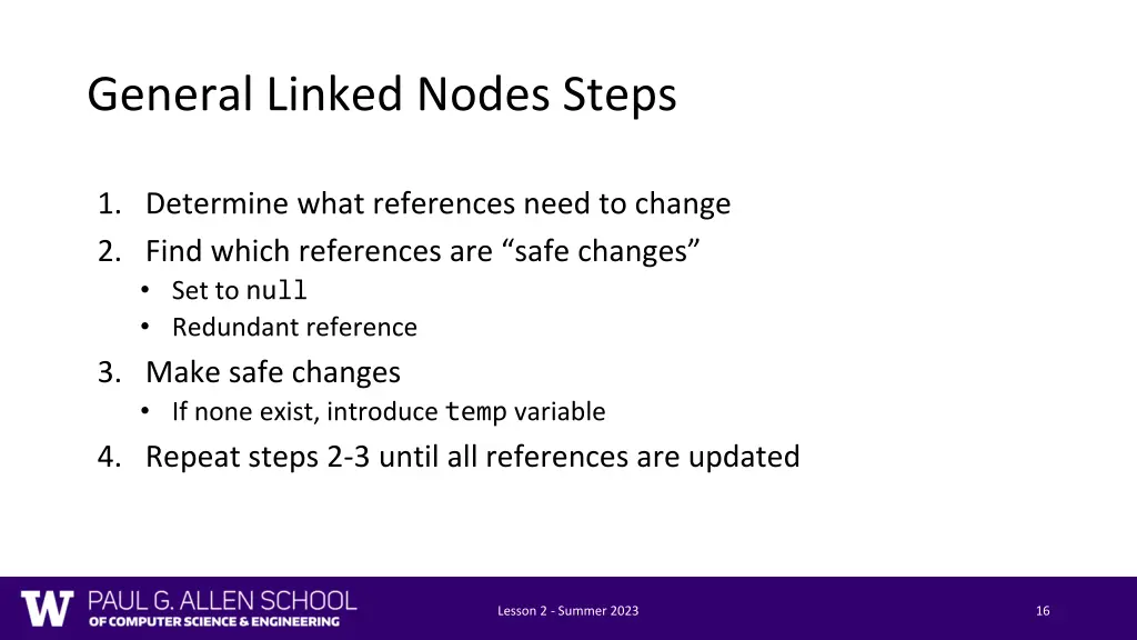 general linked nodes steps 1