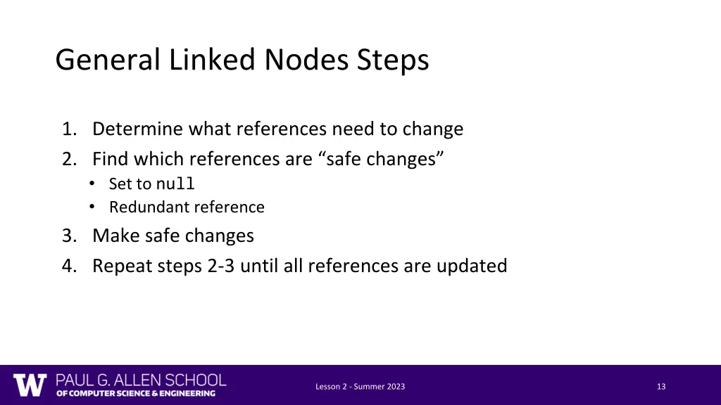 general linked nodes steps