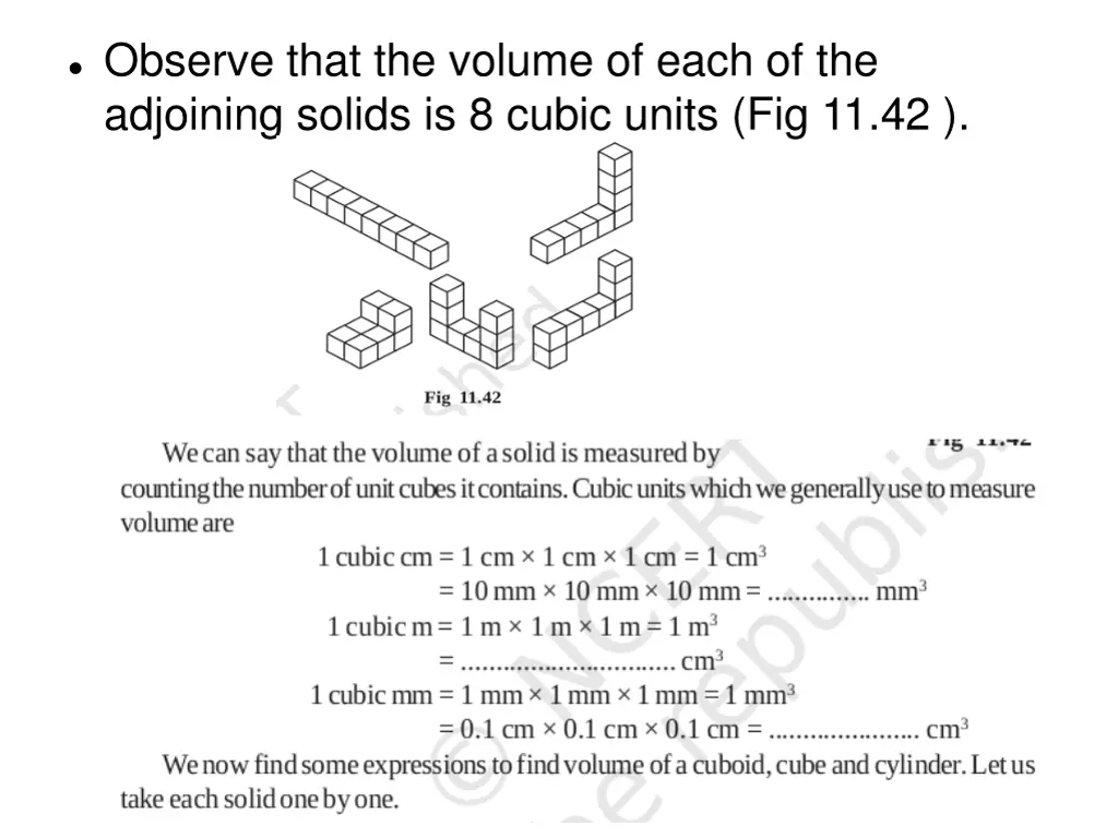 observe that the volume of each of the adjoining