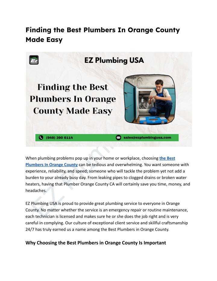 finding the best plumbers in orange county made