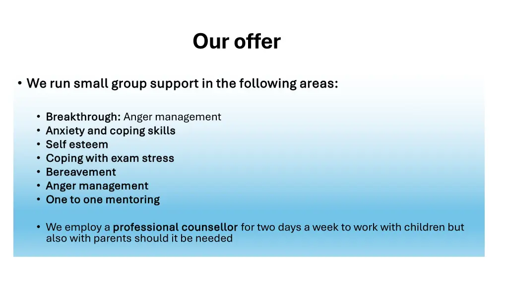 our offer 1