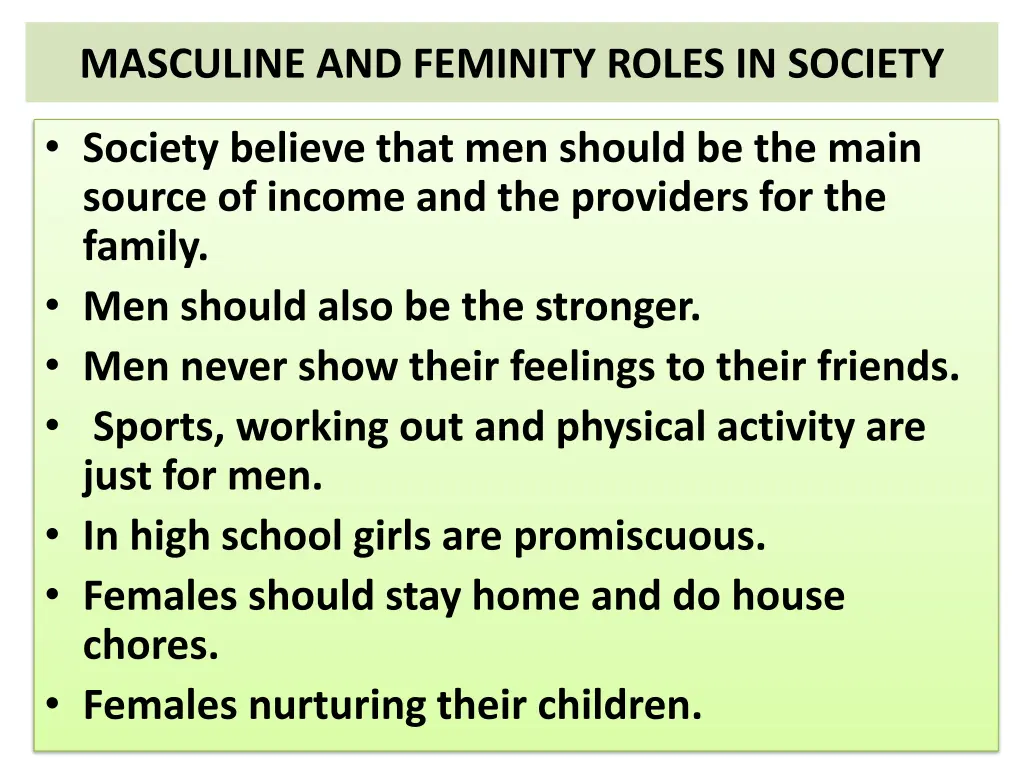 masculine and feminity roles in society