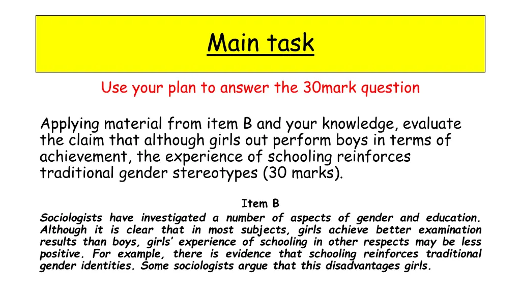 main task