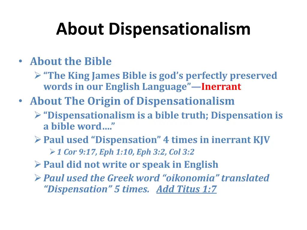 about dispensationalism